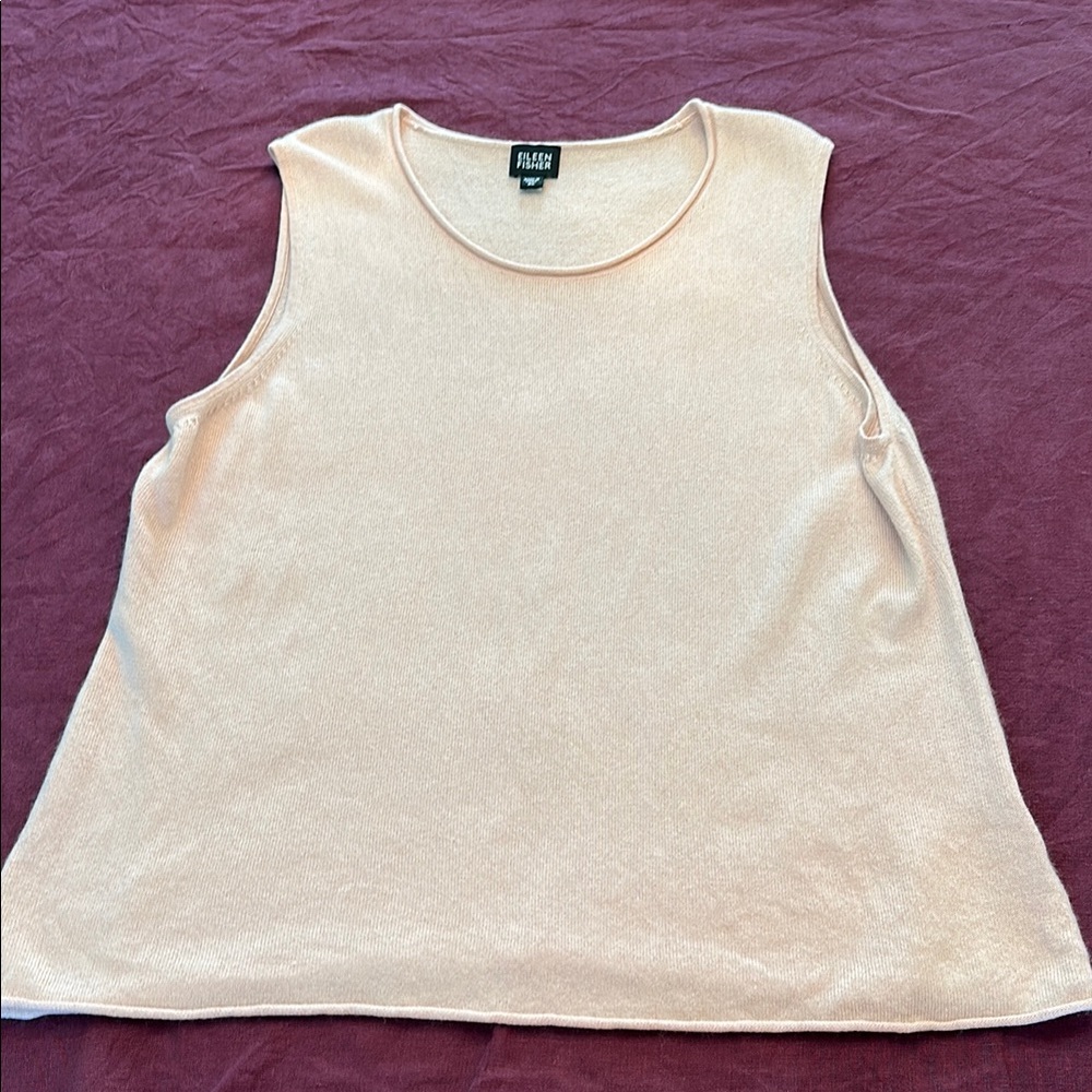 Eileen Fisher XL pastel peachy pink Sleeveless Tank Top lightweight sweater knit